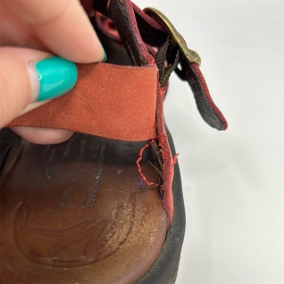 Born Women's Red Leather Slingback Fisherman Sandals Size 10 Summer Casual - Picture 9 of 13